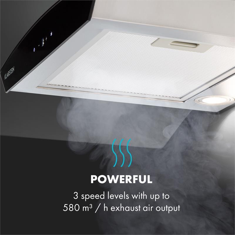 Вытяжка Gloria режим отвода воздуха 90 см 580 м³/ч RGB светодиодный стеклянный экран из нержавеющей стали Ровно - изображение 4