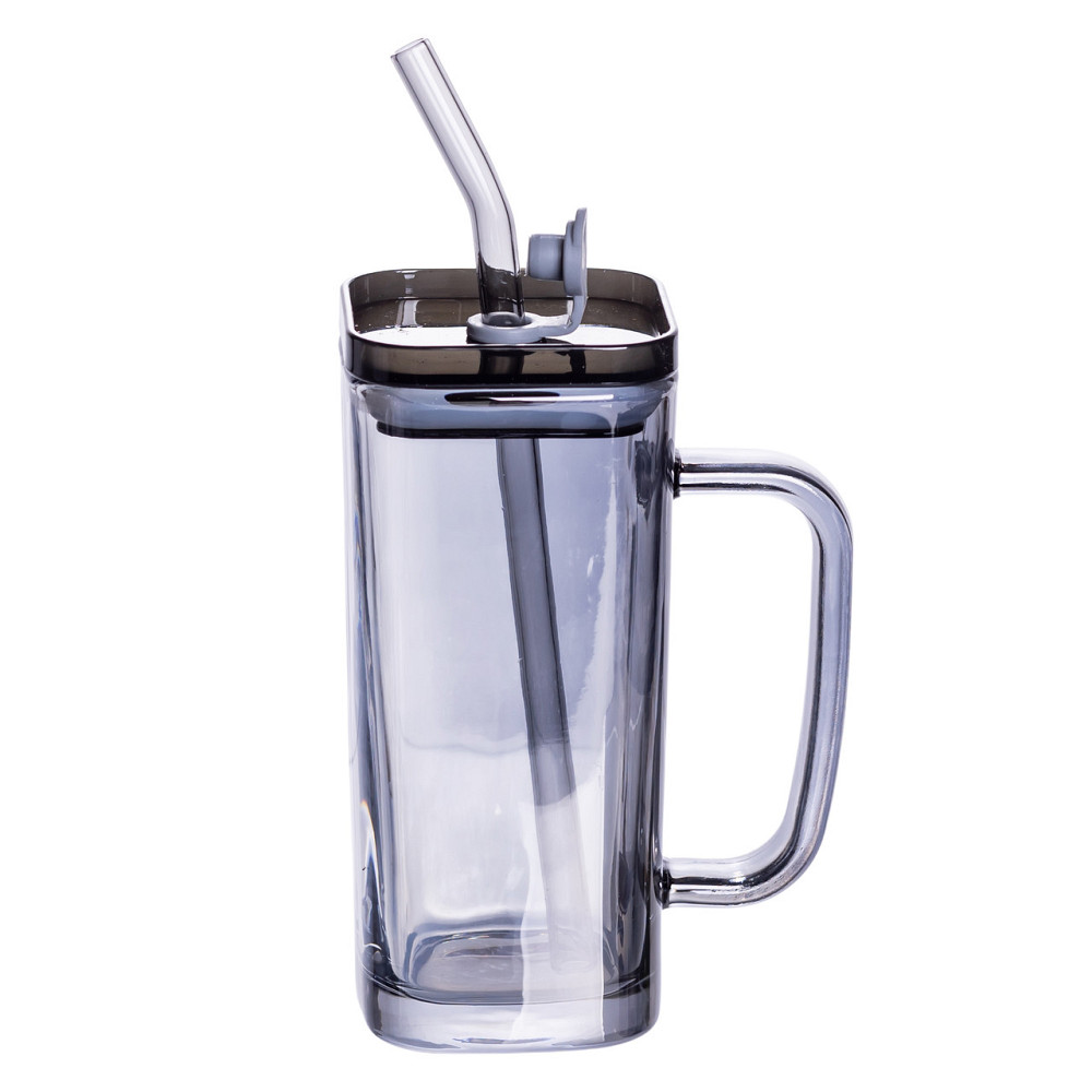 Кружка скляна з кришкою та трубочкою 280 (мл) чашка з трубочкою та кришкою на подарунок HP-19-53 Коломия - фото 2