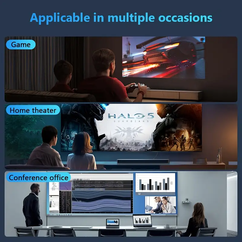 Домашній кінотеатр проектор Amovfilm 1080P Full HD (Білий) Вінниця - фото 8