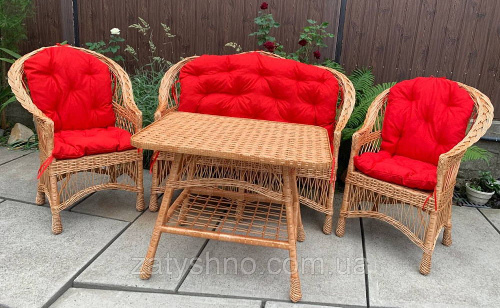 Меблі плетені з лози, набір з накидками Київ - фото 1