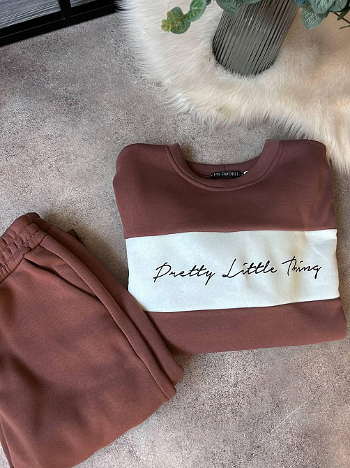 Женский стильный теплый костюм двойка трехнить на Флисе Шоколад Одесса - изображение 3