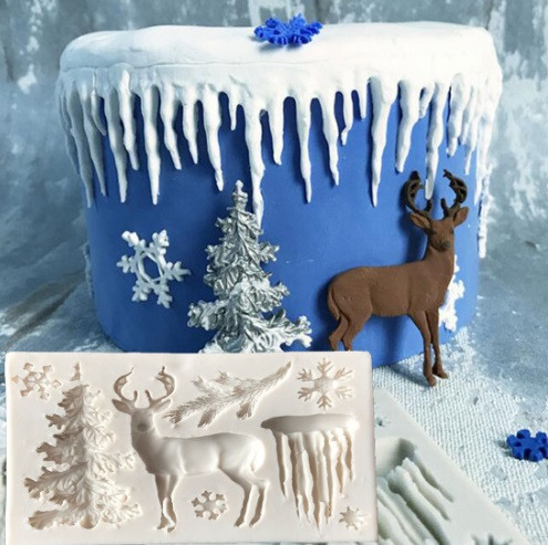 Молд силиконовый новогодний 117 на 74 мм серый Киев - изображение 2