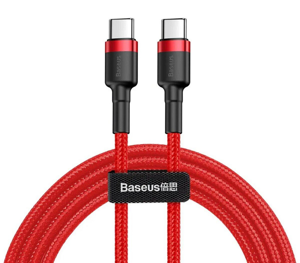 Кабель Baseus Cafule USB Cable Type-C-Type-C 3A 1m, колір червоний CATKLF-G09 Одеса - фото 3