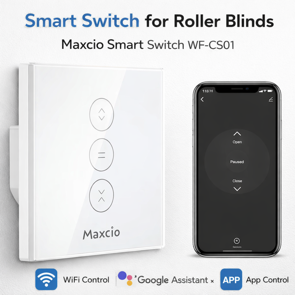 Розумний WiFi Перемикач Для Ролетних Штор Maxcio WF-CS01 Сенсорний Вимикач Жалюзі Alexa Google Home Білий Київ - фото 2
