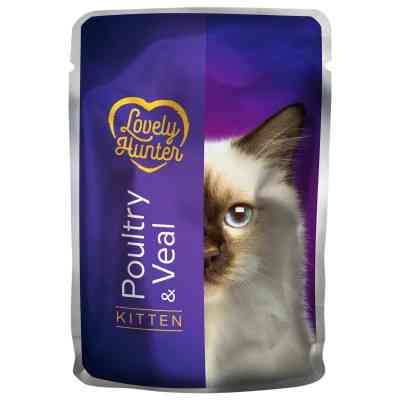 Вологий корм для кішок Lovely Hunter With poultry and veal for kittens 85 г (LHU45471) Вінниця