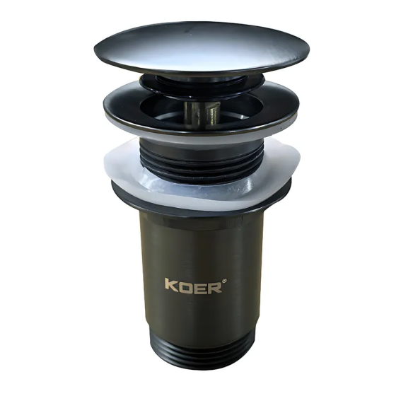 Донний клапан для раковини Koer PW-08-07 1 1/4" без переливу автоматичний CLICK-CLACK (Колір графіт) (KR6484) ( 15530 ) Харків