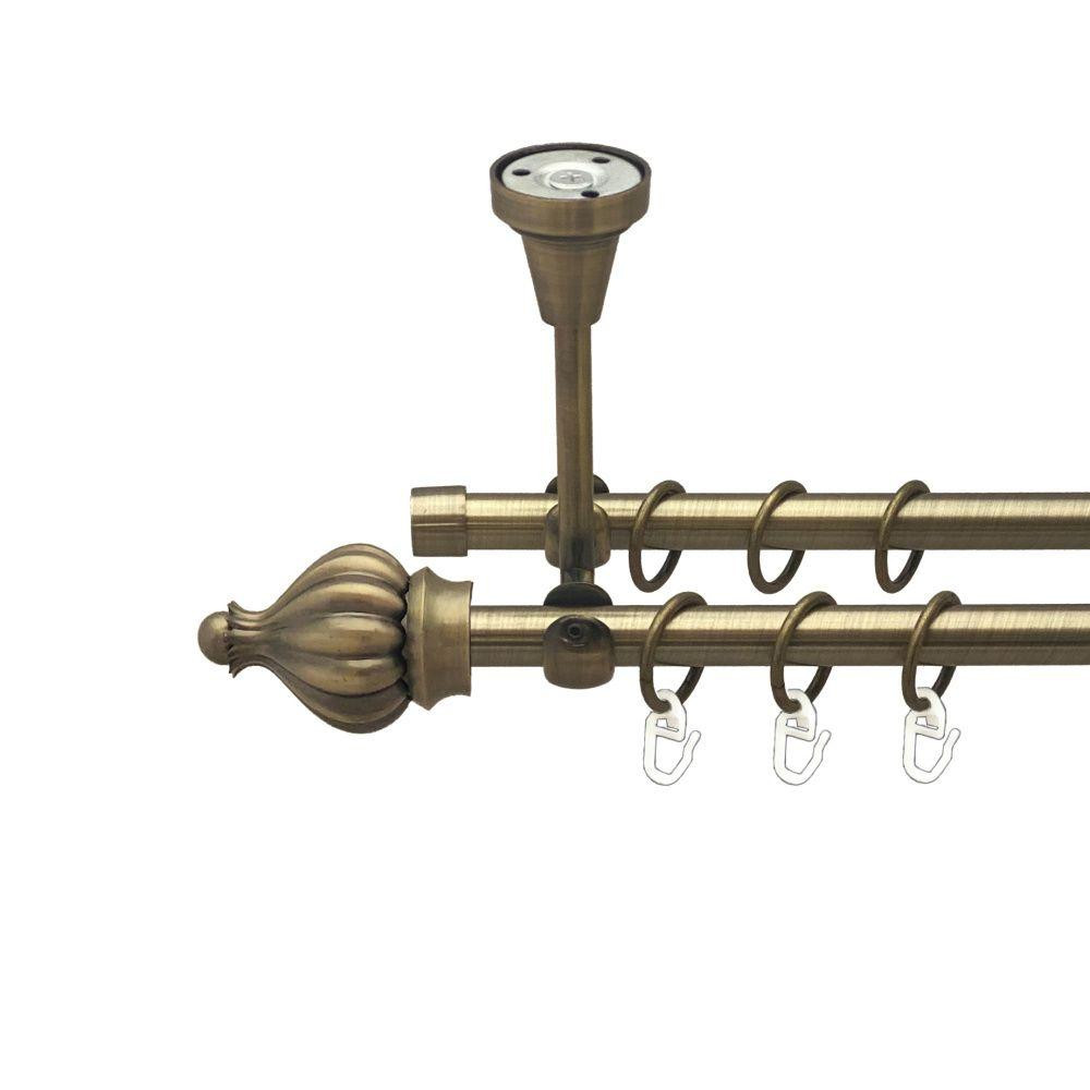 Карниз Orvit Таджа металевий дворядний відкритий до стелі гладка труба кільце металеве Антик 16\16 мм 300 см (00-00016974) Львів - фото 1