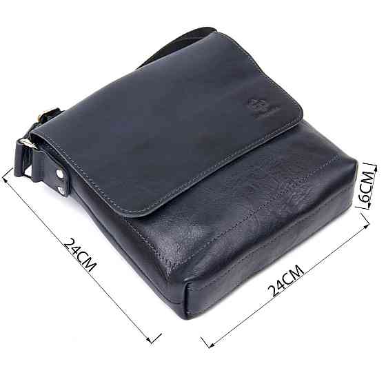 Практичная кожаная мужская сумка-мессенджер GRANDE PELLE 11433 Темно-синий Киев