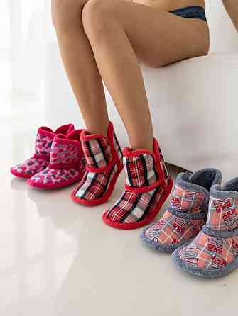 Женские сапожки для дома в клеточку - Красный Nicoletta 304-1 37-38 Киев