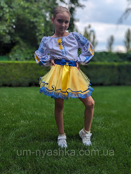 Синьо-жовтий костюм вишиванка "Ластівки-мереживо" Кривий Ріг - фото 6