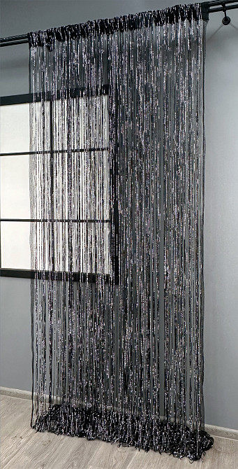 Шторы-нити Rovi Premium с люрексом Черный 300х300см 1 шт (61-118) Киев - изображение 4