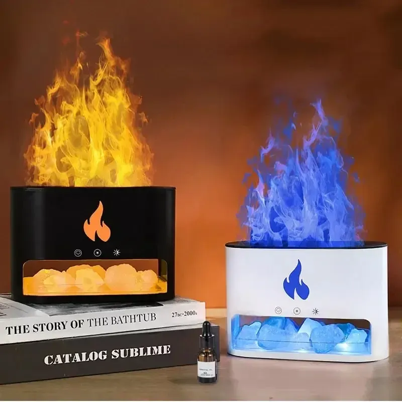 Соляная лампа  Flame с ультразвуковым увлажнителем воздуха 3-в-1. Солевой светильник ночник чёрный Днепр - изображение 4