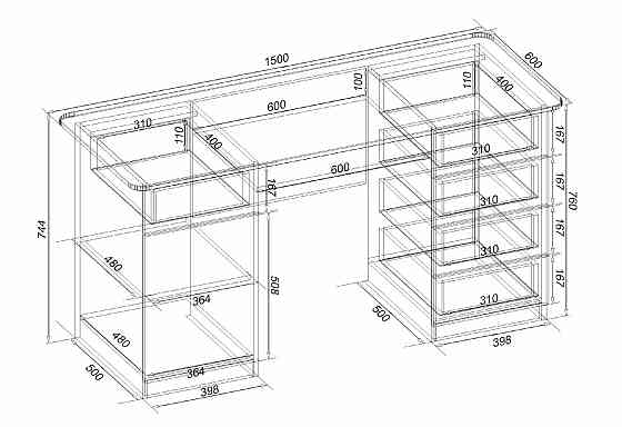 Стол письменный СП-1 №16, Бетон, 1500/600/760 Львов