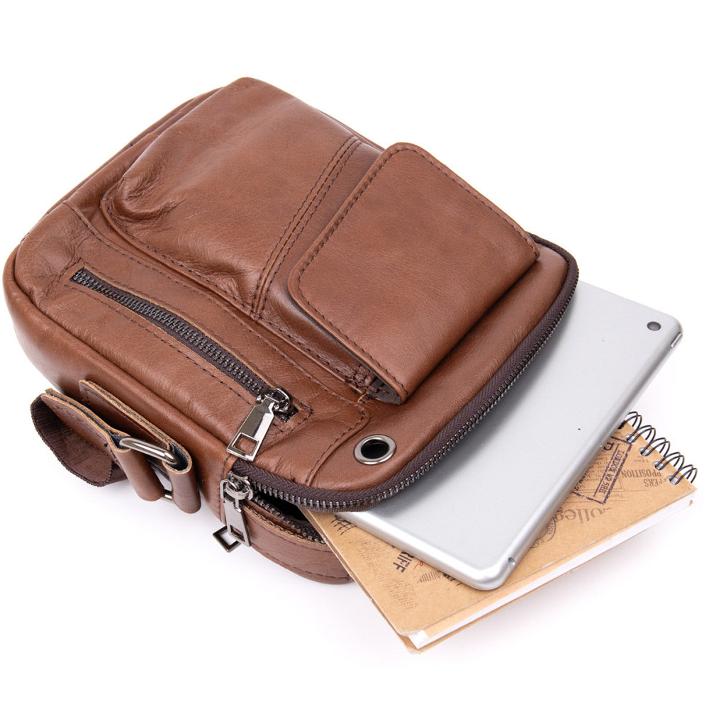 Мессенджер з отвором для навушників чоловічий Vintage 20414 Коричневий Київ - фото 7