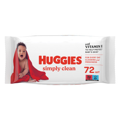 Дитячі вологі серветки Huggies Simply Clean 72 шт (5029053582238) Вінниця - фото 1