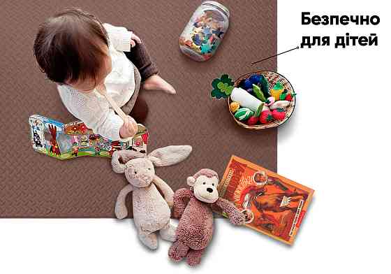 Татамі мат EasyFit 8 шт (30х30х1 см) хвіст ластівки коричневий Коломия