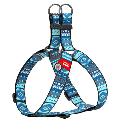 Шлей для собак WAUDOG Nylon с QR паспортом "Этно синий" пластиковый фастекс XL (324-0131) Винница - изображение 1