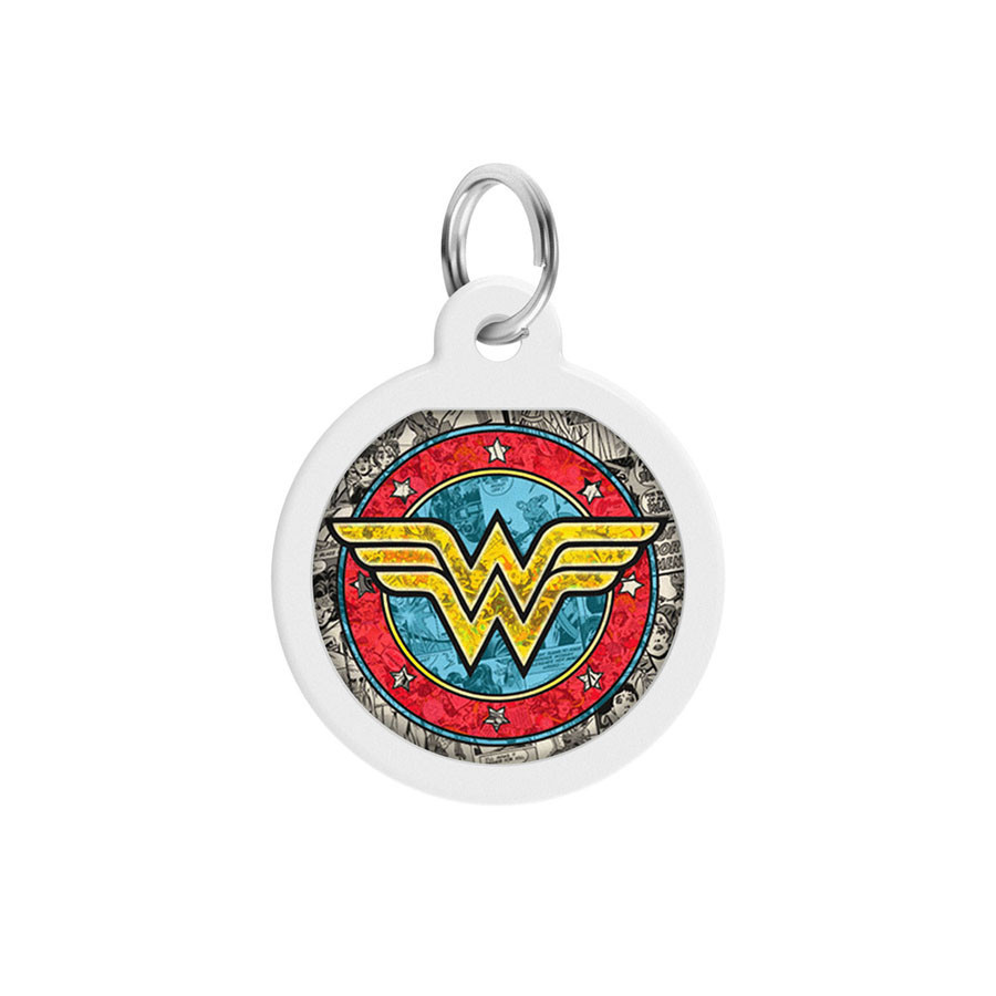 Адресник для собак і котів металевий WAUDOG Smart ID з QR-паспортом, малюнок "Диво-жінка 2", коло, Д 25 Вінниця - фото 2