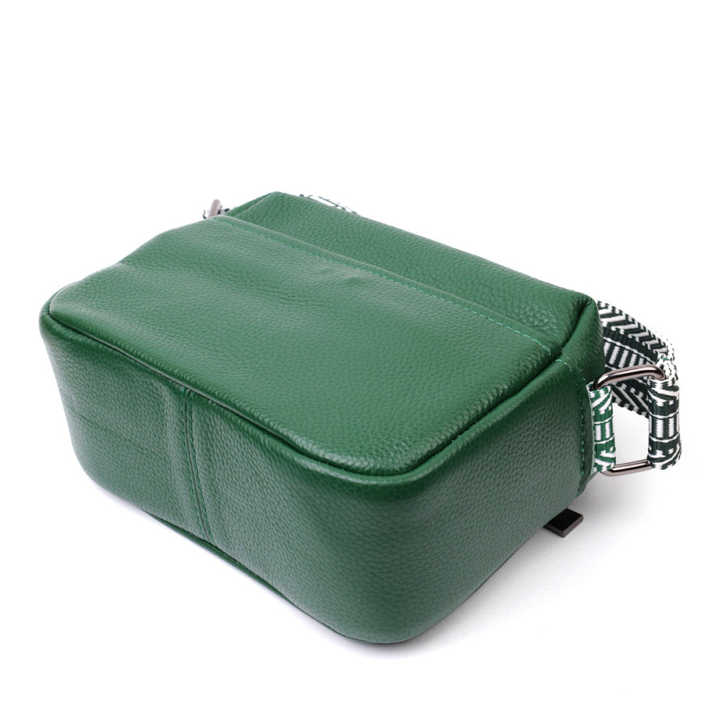 Сумка на одно отделение для стильных женщин из натуральной кожи Vintage 22603 Зеленая Киев - изображение 8