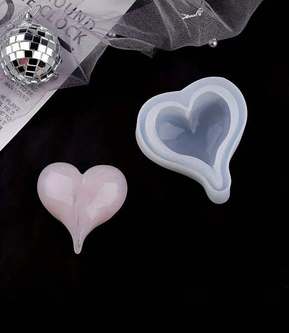 Молд силиконовый Сердце 67 на 75 мм серый Киев - изображение 7