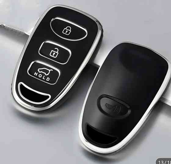 Захисний чохол для автомобільного ключа Hyundai Kia Чорний зі сріблом Сміла