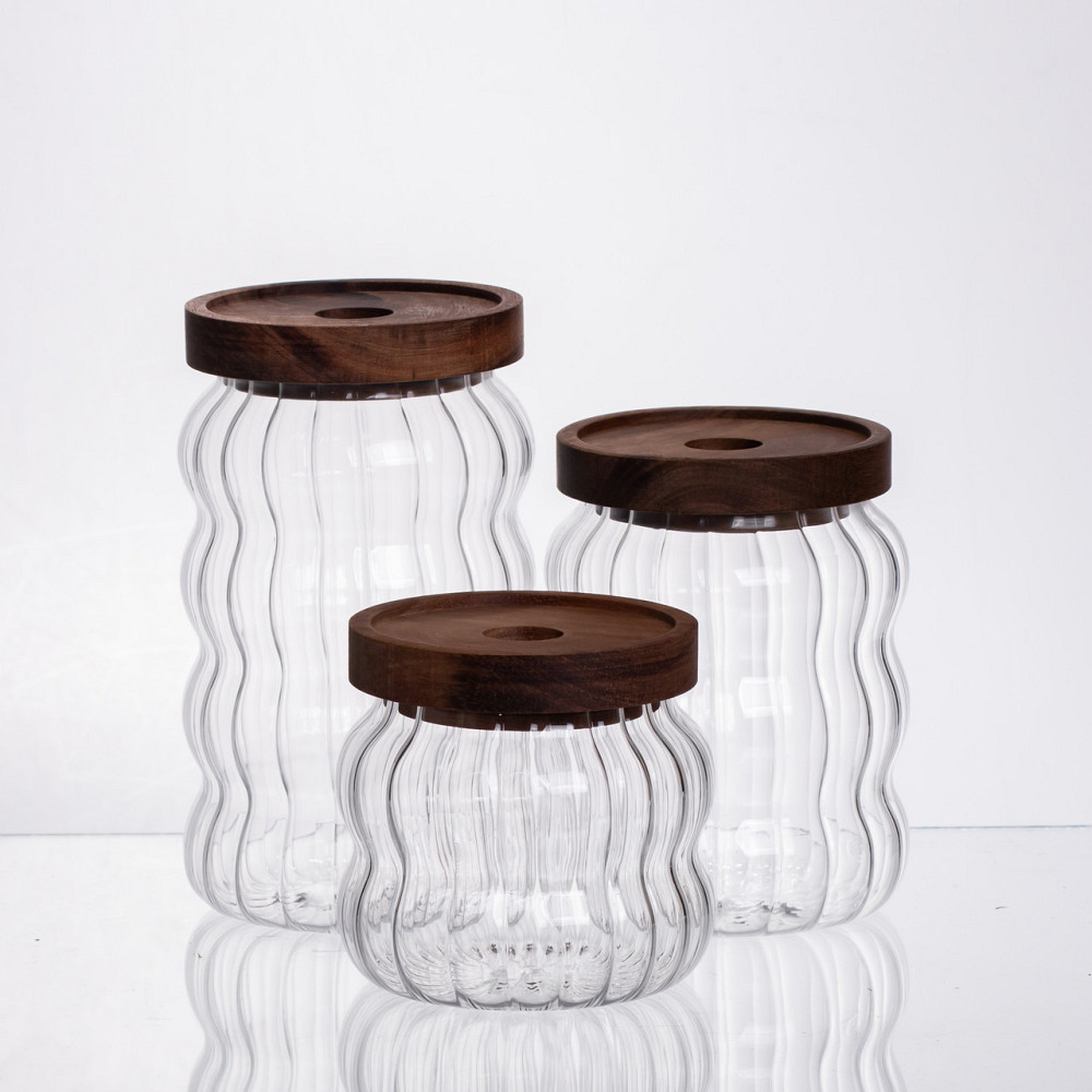 Yiwu Набір банок для зберігання з бамбуковими кришками 400/600/800 мл 64486-13 Коломыя - изображение 4