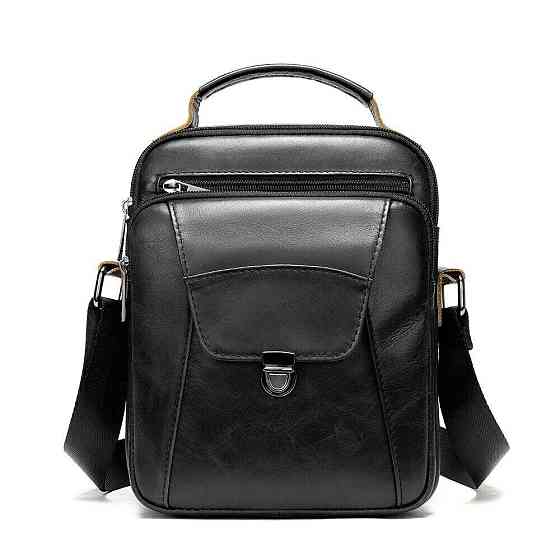 Сумка мужская из плотной кожи 14995 Vintage Черная Киев