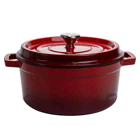 Каструля чавунна 3.5 л емальована Ø24 см з кришкою HP-1-1-RED Коломия