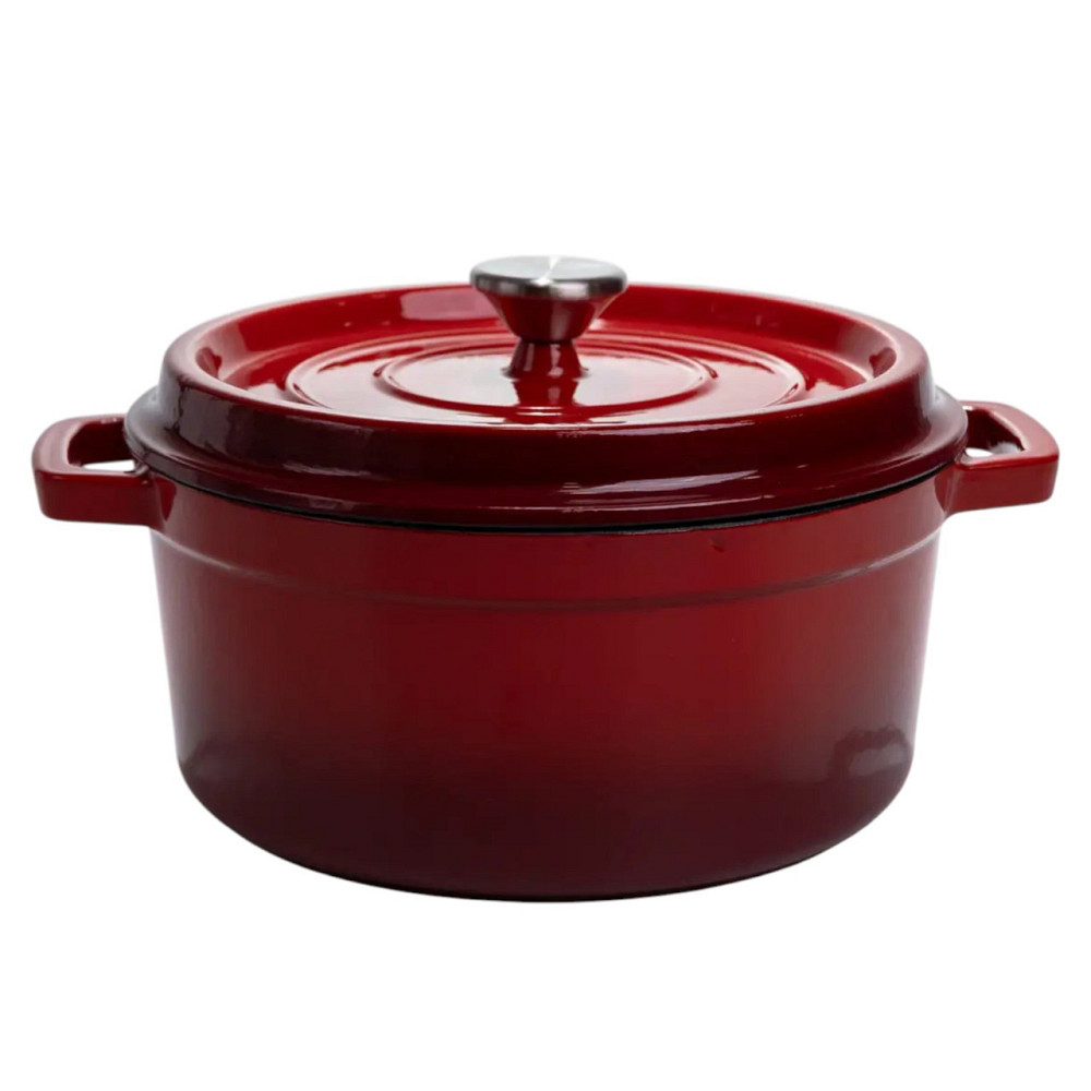 Каструля чавунна 3.5 л емальована Ø24 см з кришкою HP-1-1-RED Коломия - фото 1