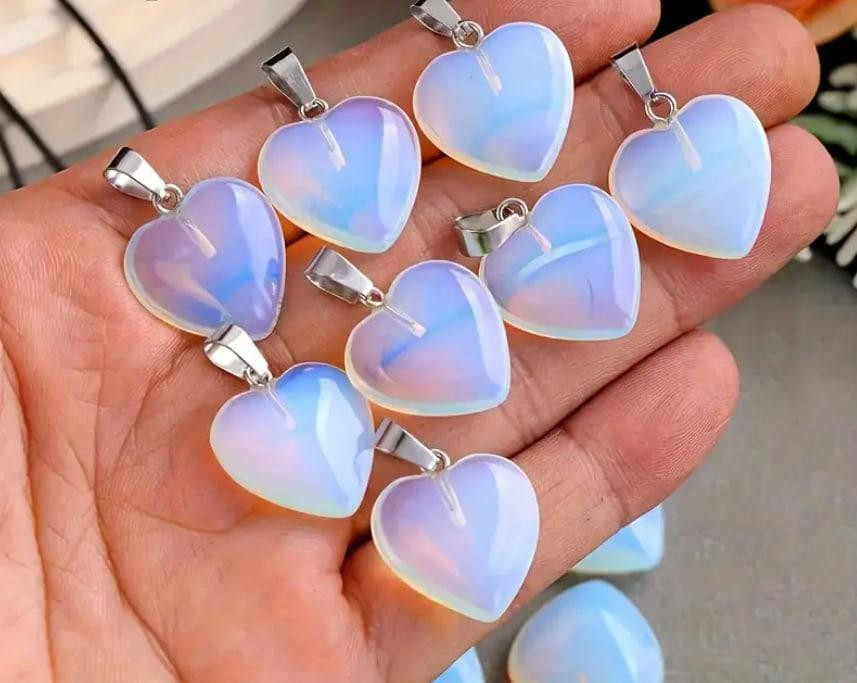 Подвеска в форме сердца из опала, камень для украшений и кулонов, 2×2 см. Киев - изображение 1