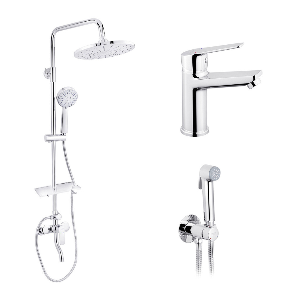 Набор 3 в 1 душевая система Kroner Armada-C064K + смеситель Hagen-C010 + смеситель Bidet-C082 Киев - изображение 1
