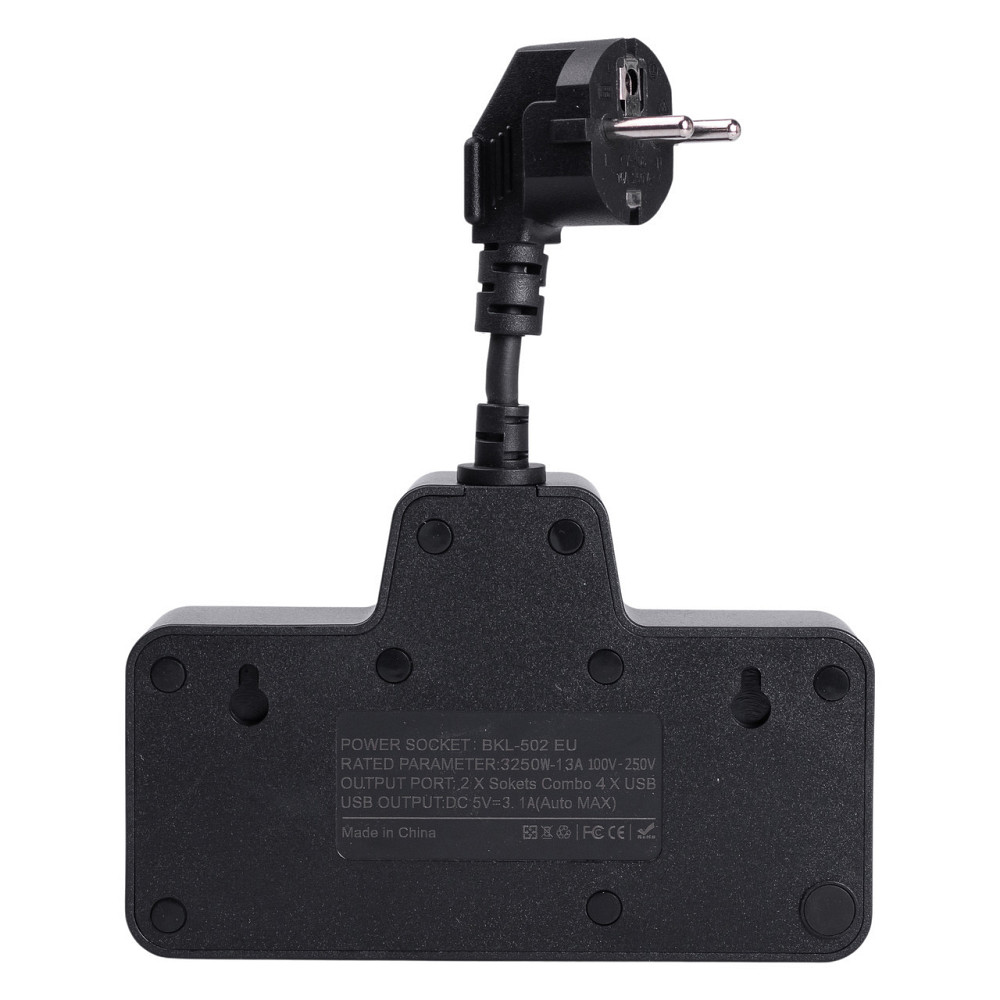 Мережевий фільтр на 2 євро розетки з 2 USB та 2 Type-C чорний HP-5-18 Київ - фото 4