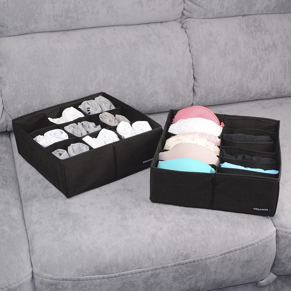 Набор органайзеров для нижнего белья 2шт blk002 (Черный) Сумы - изображение 1