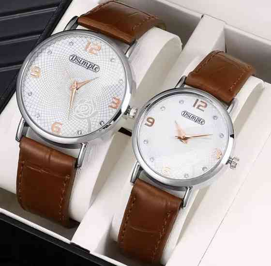 Подарочный набор для мужчин и женщин 2 парные часы без подарочной коробки коричневый Киев