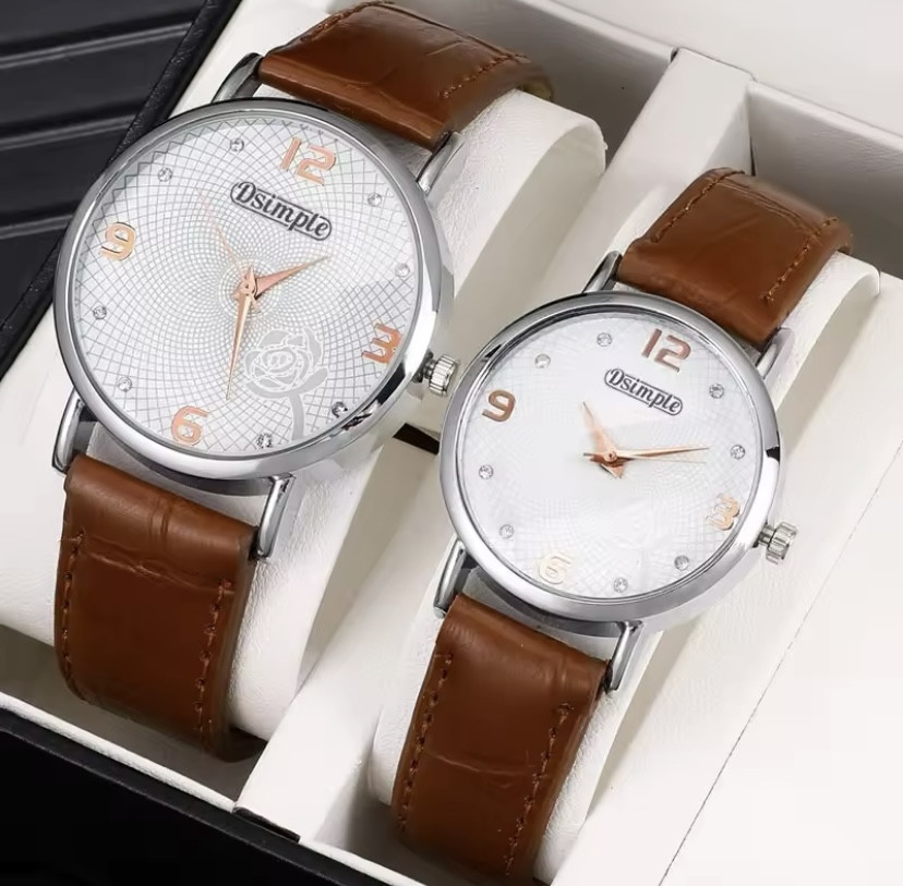 Подарочный набор для мужчин и женщин 2 парные часы без подарочной коробки коричневый Киев - изображение 1