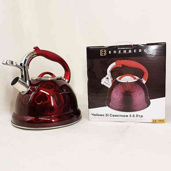 Чайник для приготування чаю зі свистком Edenberg EB-1910 3л, Чайник для газової плити 3 л літра AT-67 Львів