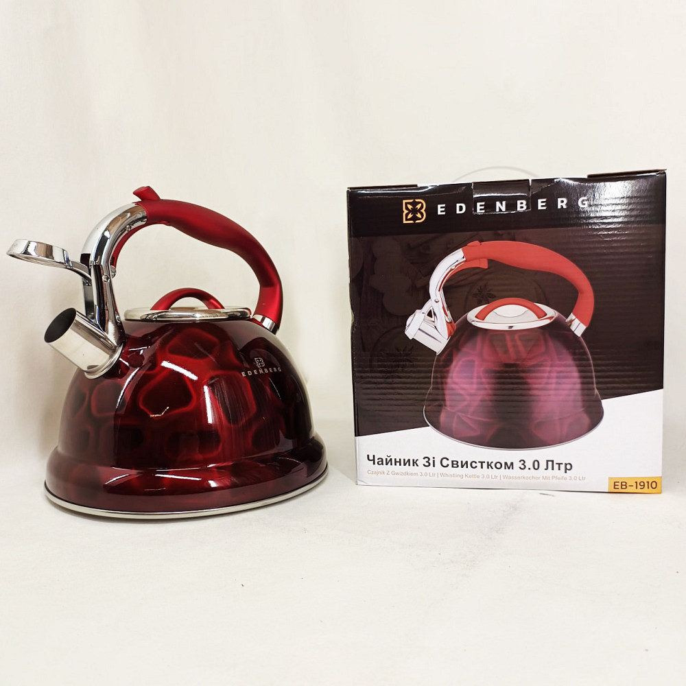 Хороший чайник со свистком Edenberg EB-1910 3л, Современный чайник со свистком для воды на газ AT-67 Львов - изображение 6
