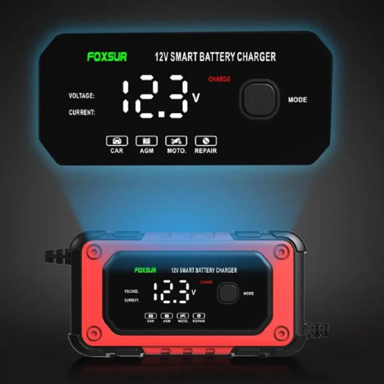 Зарядний пристрій Foxsur 12V-8A/24V4A 12V-7A для автомобільного акумулятора Київ