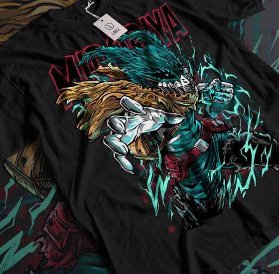 Футболка з аніме принтом Моя геройська академія оверсайз (S/M/L) Чорний AnimeJ0855 Дніпро