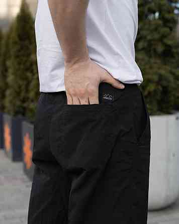 Чоловічі штани джогери з плащівки чорні Pobedov Ground Київ