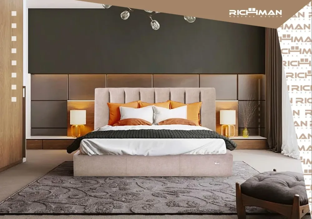Кровать Двуспальная Sanam Comfort 180 х 200 см Fibril 06 С подъемным механизмом и нишей для белья Серый Днепр - изображение 7