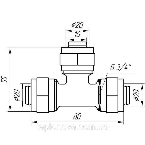 Тройник промежуточный APE 731 L 20x20x20 ITALY Черновцы