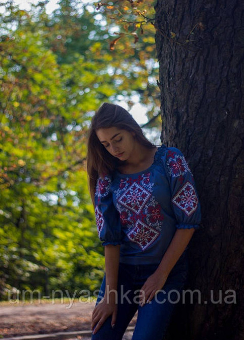 Жіноча вишиванка темно-синя Говерла Сімейні вишиванки 3ХЛ Кривий Ріг - фото 5