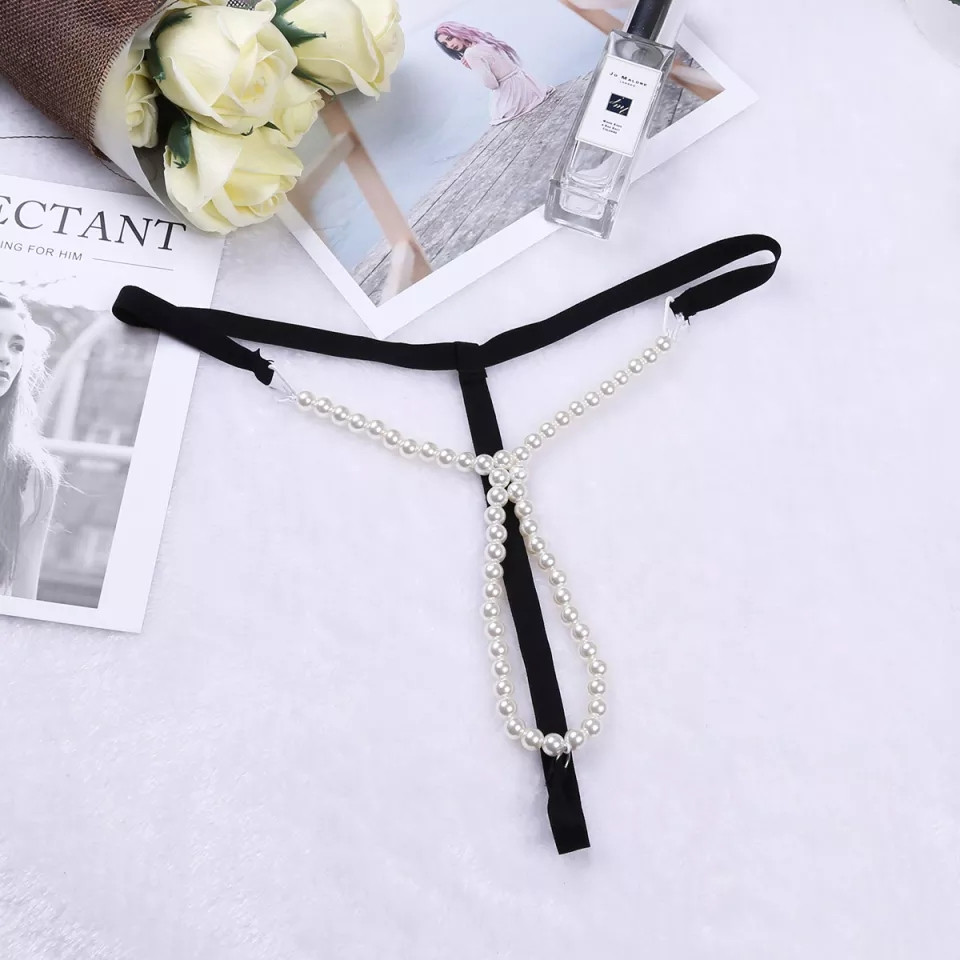 Труси з бусами еротичні чорні - розмір універсальний, (на резинці) Київ - фото 2