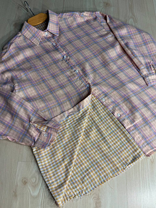 Рубашка женская A-N 27069 оверсайз двухслойная в клетку с бахромой, розовый, one size Киев - изображение 2