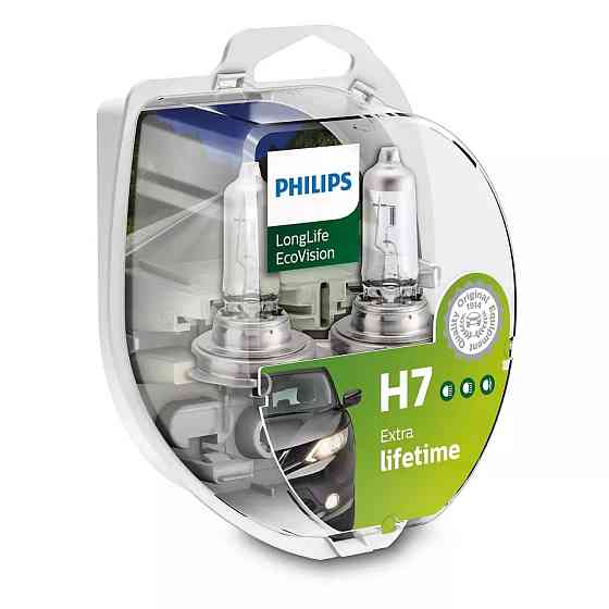 Комплект галогенових ламп PHILIPS H7 12972LLECOS2 LongLife EcoVision 55W 12V PX26d (2 шт) Харків