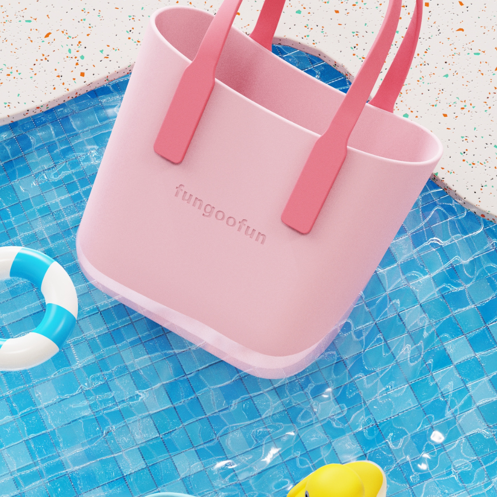 Сумка жіноча шопер силіконова на плече водонепроникна сумочка з підкладкою на блискавці Fungoofun, рожева Кам'янець-Подільський - фото 8