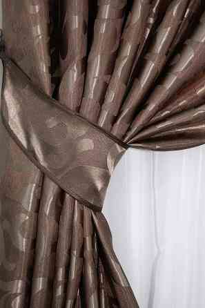 Комплект готових штор VR-Textil Жакард Вензель № 478ш Світло-коричневий 150х270 см 2 шт (30-219) Київ