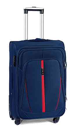Чемодан тканевый WINGS 1706 средний 65 см темно-синий 4 колеса Киев