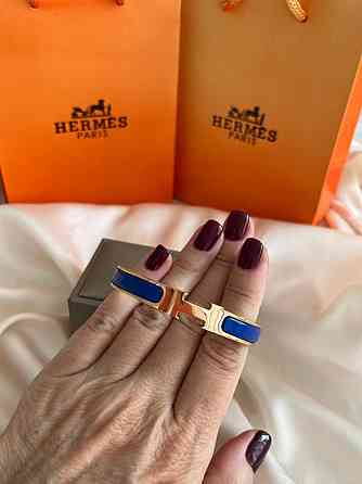 Роскошный браслет Hermes жесткий | насыщенный синий -  эмаль | напыление золото 18К |  размер 16-17 Одесса